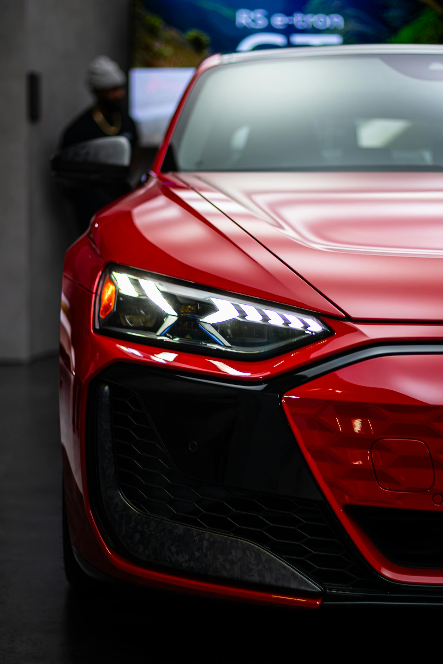 Stunning close-up of a red sports car at a car show in Toronto, Canada.